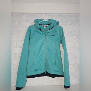 Columbia Teal Zip Hoodie Jacket Size Medium